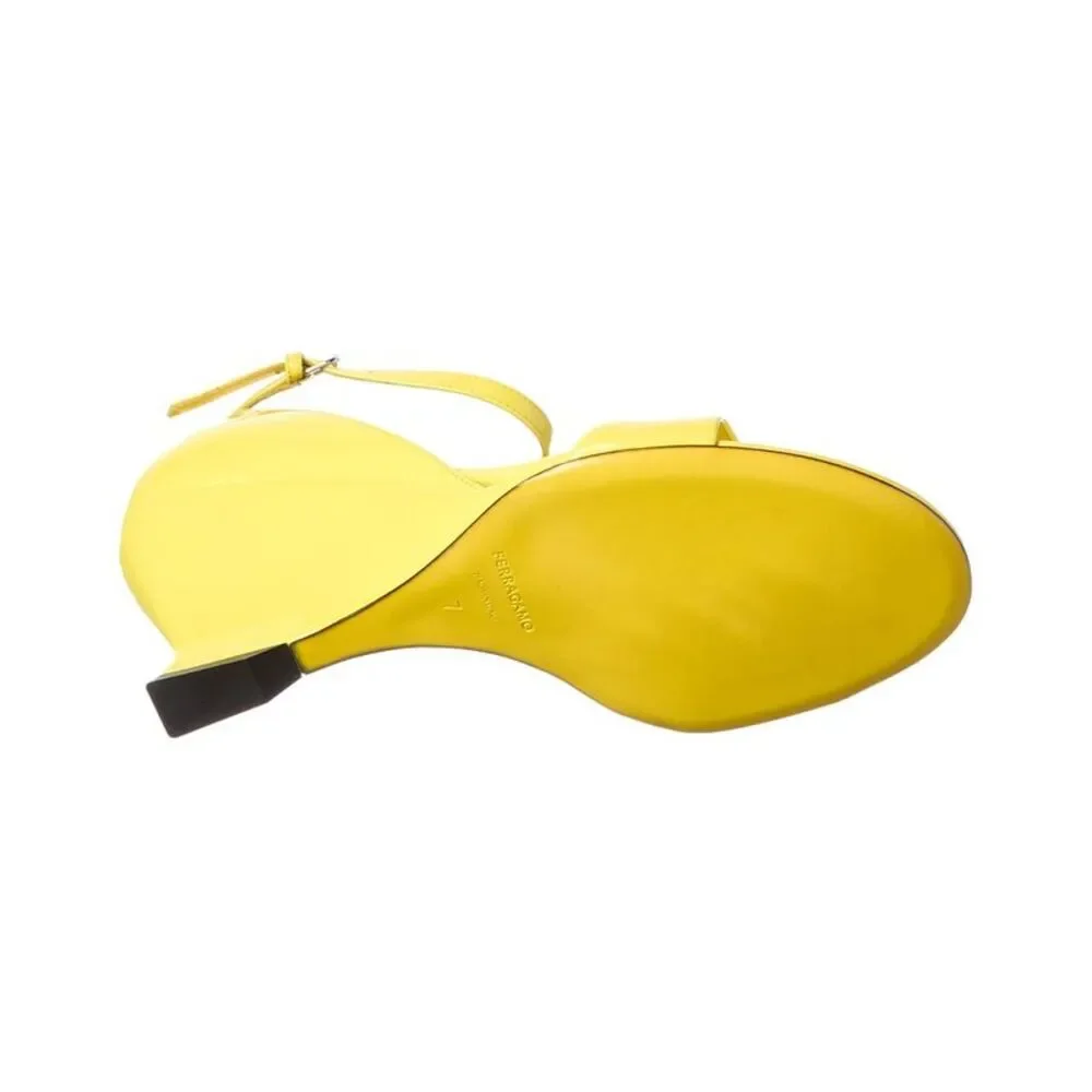 Ferragamo Leather Wedge Sandal, Yellow